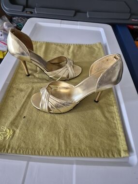 Taunt Metallic Gold Open-Toe Stiletto Sandals